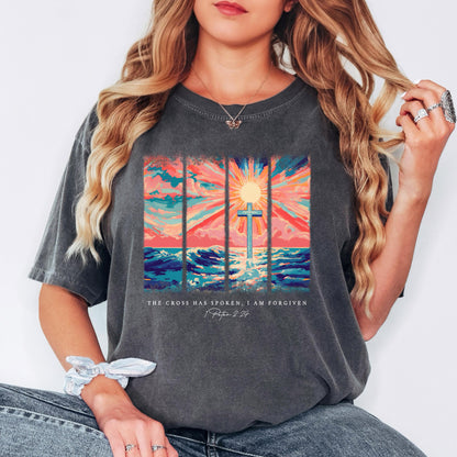 Christian Shirt: Cross Sunset Bible Verse Graphic Tee and Sweatshirt