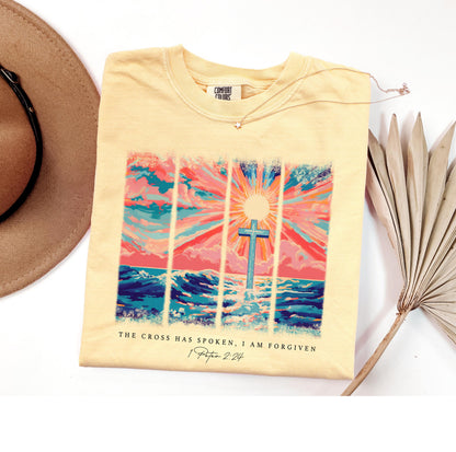 Christian Shirt: Cross Sunset Bible Verse Graphic Tee and Sweatshirt