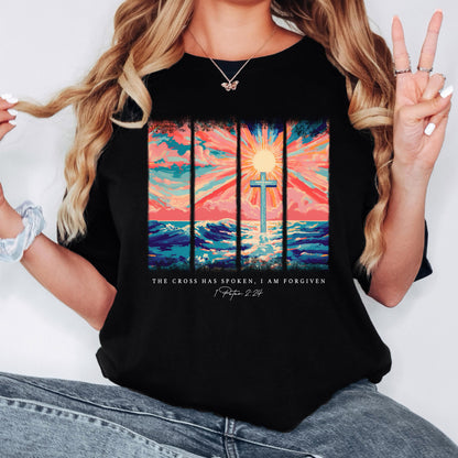 Christian Shirt: Cross Sunset Bible Verse Graphic Tee and Sweatshirt