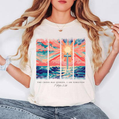 Christian Shirt: Cross Sunset Bible Verse Graphic Tee and Sweatshirt