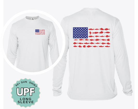 USA Fishing Flag Performance Hoodie: UPF50+ Sun Protection