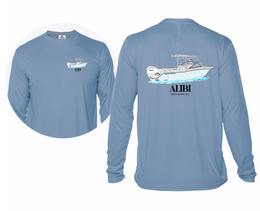 Custom UPF 50+ Long Sleeve Boating Shirt, Personalized Boat Shirt, Boat Drawing Sunwear