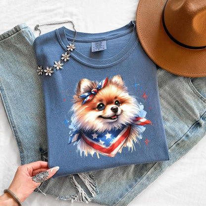 Pomeranian 4th of July Shirt: Patriotic Dog Mom Tee