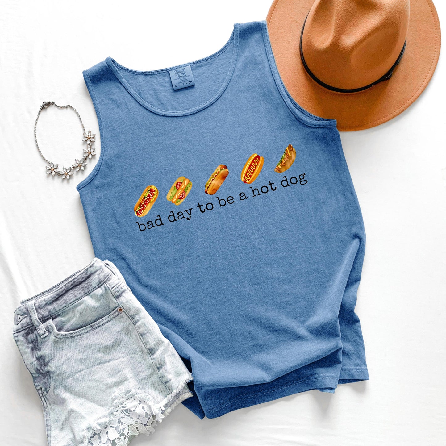Bad Day to Be a Hot Dog Tank Top, Funny 4th of July Tank, Patriotic Graphic Tank, BBQ Tank