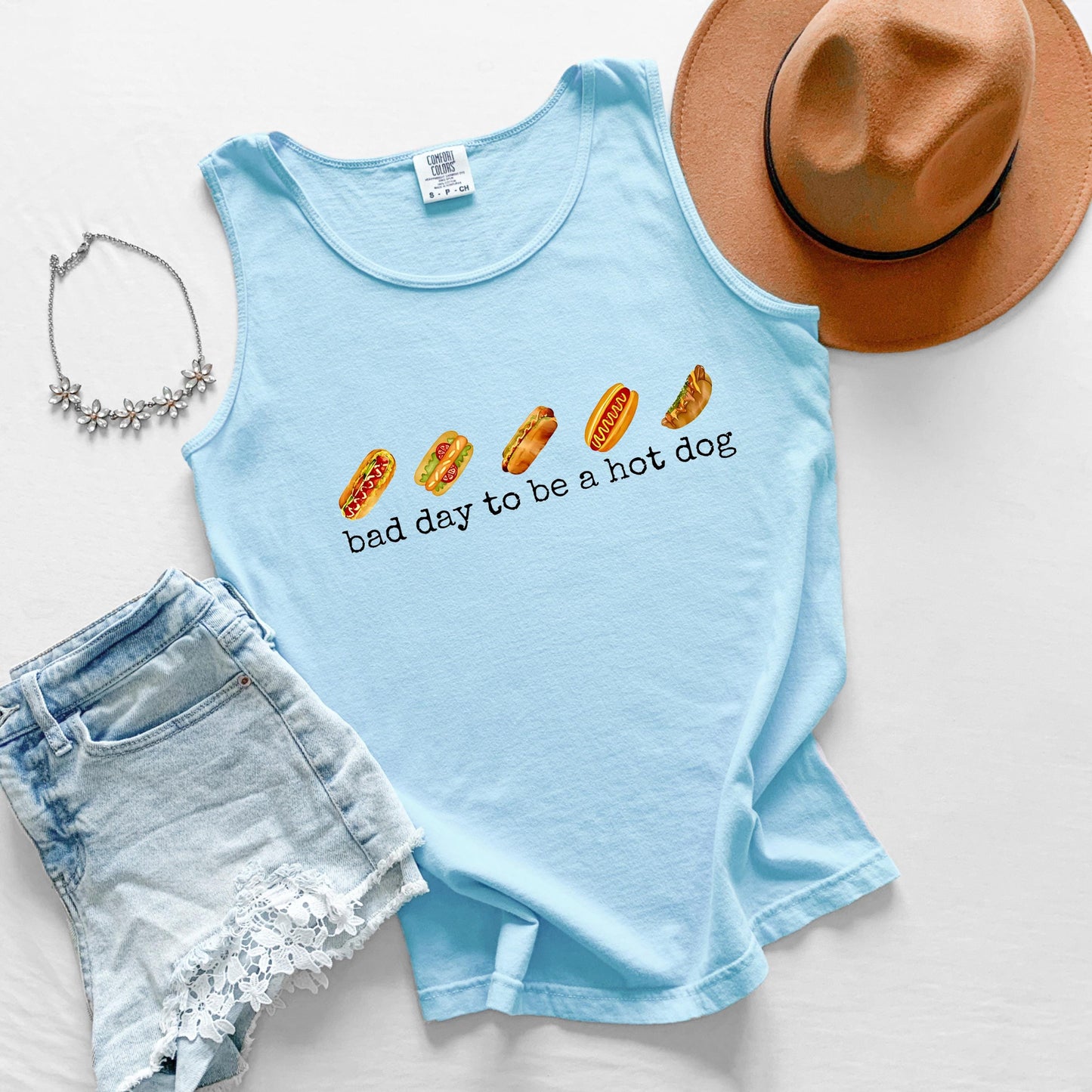 Bad Day to Be a Hot Dog Tank Top, Funny 4th of July Tank, Patriotic Graphic Tank, BBQ Tank