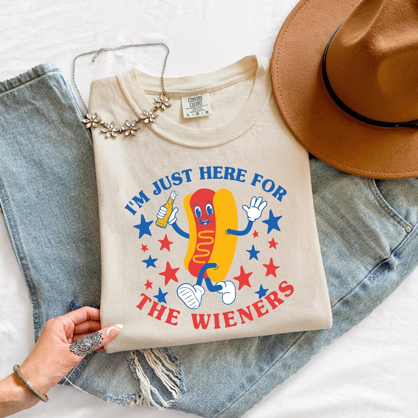 I'm Just Here for the Wieners July 4th Shirt, Funny Hot Dog 4th of July Shirt, USA Shirt, Retro 4th of July Shirt, BBQ Shirt, Summertime Tee