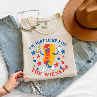 I'm Just Here for the Wieners July 4th Shirt, Funny Hot Dog 4th of July Shirt, USA Shirt, Retro 4th of July Shirt, BBQ Shirt, Summertime Tee