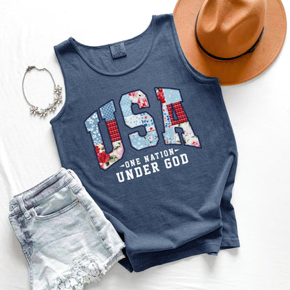 USA One Nation Tank Top, Patriotic Tank, Fourth of July Tank, Americana Graphic Tank
