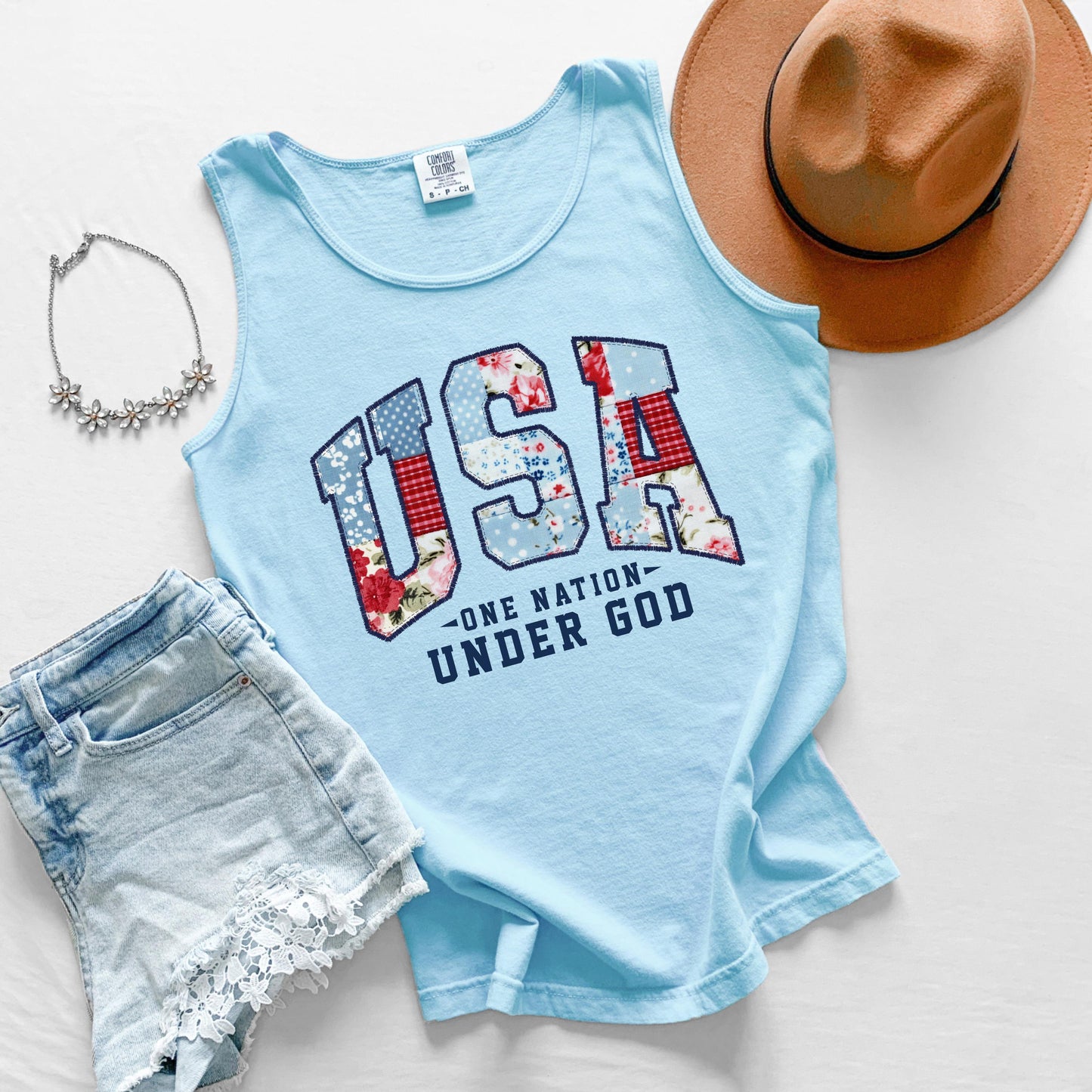 USA One Nation Tank Top, Patriotic Tank, Fourth of July Tank, Americana Graphic Tank