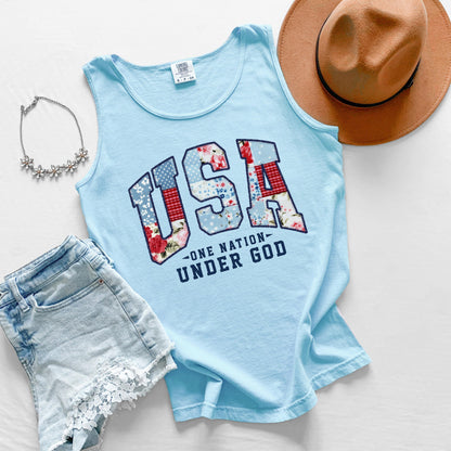 USA One Nation Tank Top, Patriotic Tank, Fourth of July Tank, Americana Graphic Tank