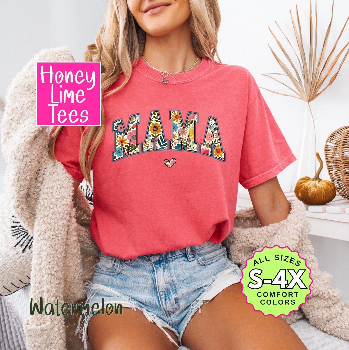 Comfort Colors Floral Mama Shirt: Wildflower Garden Top
