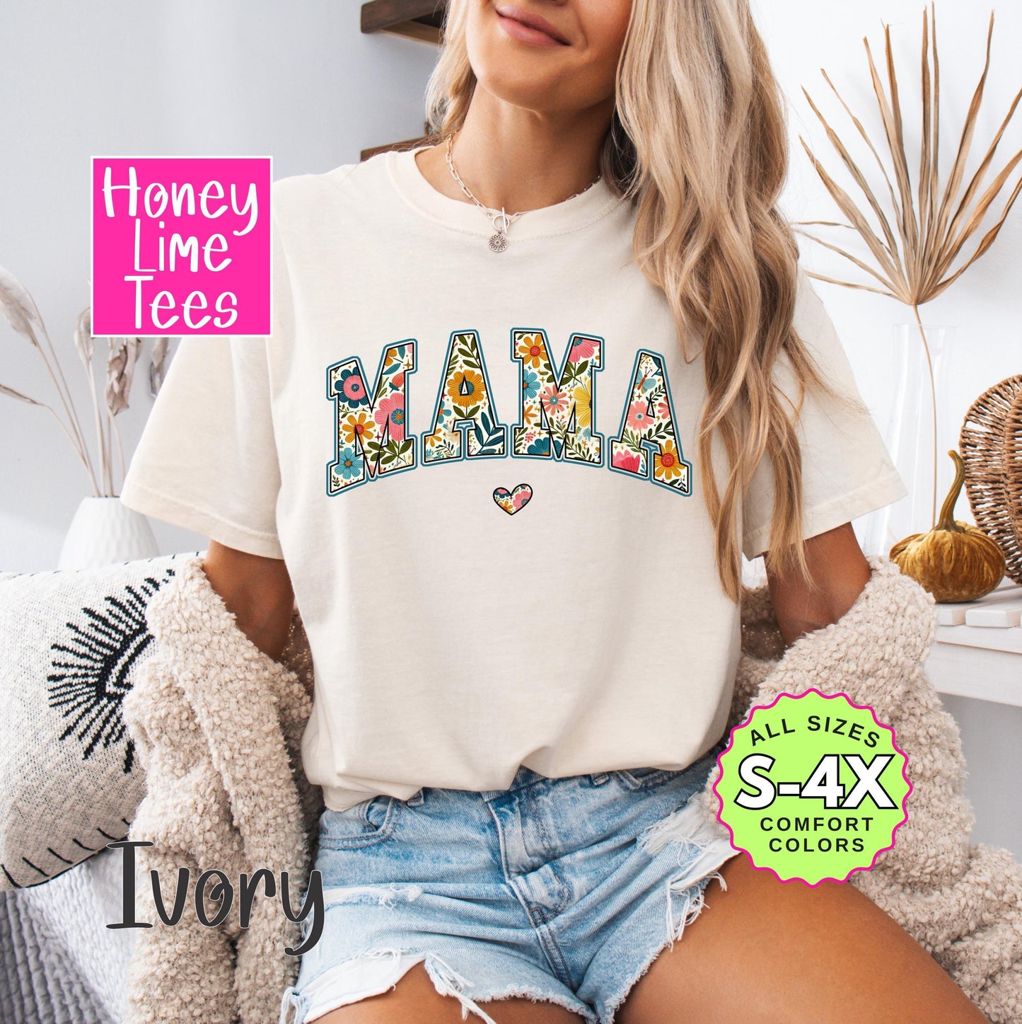 Comfort Colors Floral Mama Shirt: Wildflower Garden Top