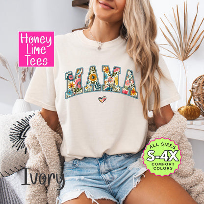 Comfort Colors Floral Mama Shirt: Wildflower Garden Top