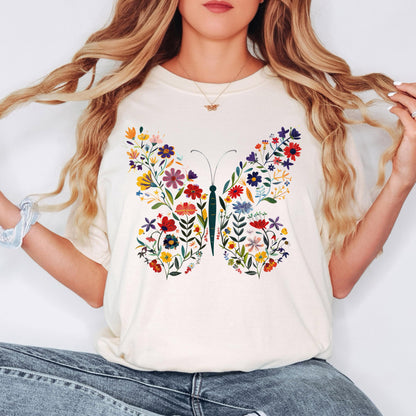 Floral Butterfly Shirt Garden Lover Shirt Flower Lover Shirt Wild Flowers Shirt Floral Shirt