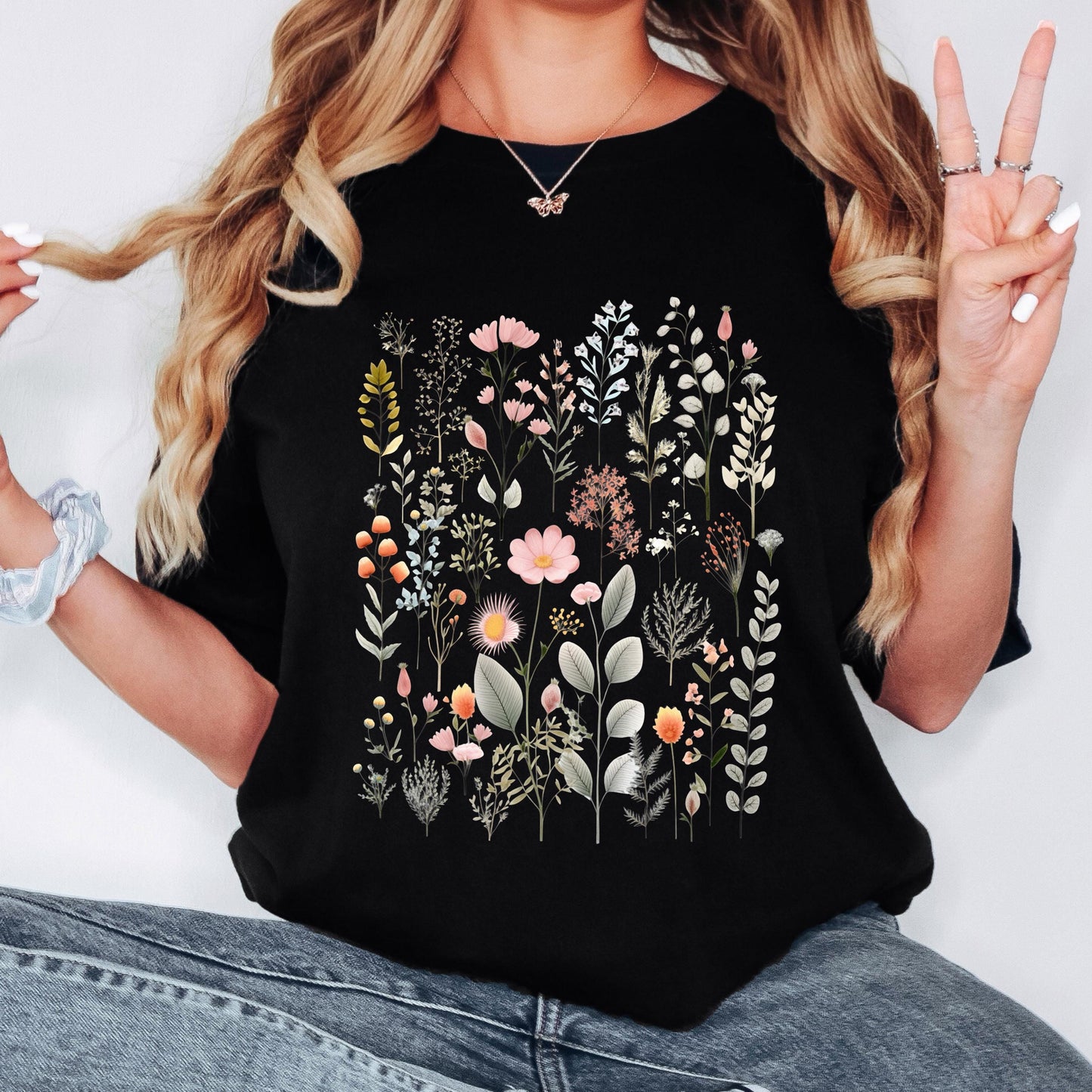 Floral Forest Shirt, Botanical T Shirt, Nature-Inspired Tee, Wildflower Graphic Shirt