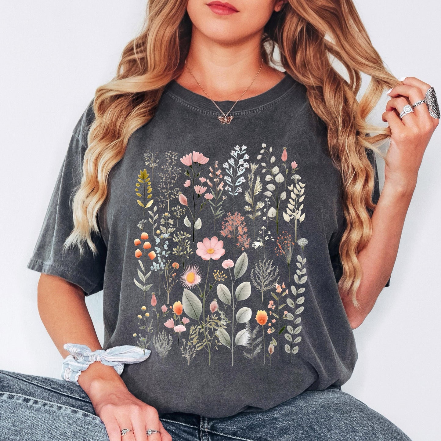 Floral Forest Shirt, Botanical T Shirt, Nature-Inspired Tee, Wildflower Graphic Shirt