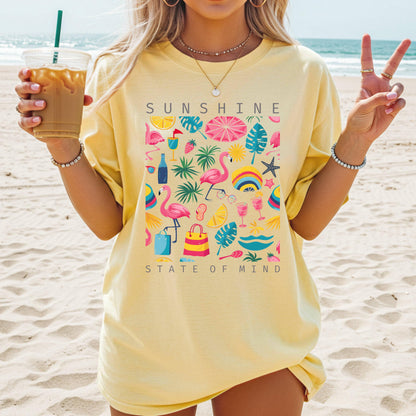 Sunshine State of Mind T Shirt, Beach Tee, Coastal Graphic Shirt, Summer Vibe Shirt