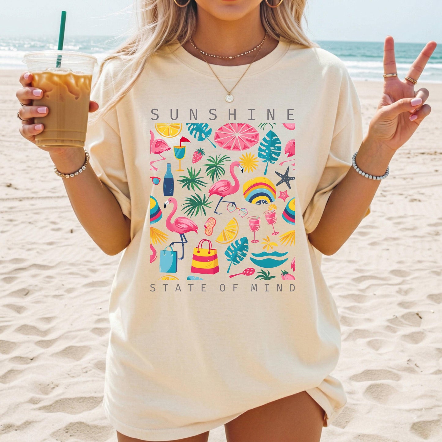 Sunshine State of Mind T Shirt, Beach Tee, Coastal Graphic Shirt, Summer Vibe Shirt