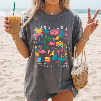 Sunshine State of Mind T Shirt, Beach Tee, Coastal Graphic Shirt, Summer Vibe Shirt
