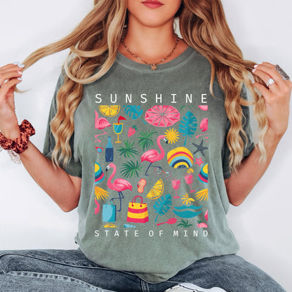 Sunshine State of Mind T Shirt, Beach Tee, Coastal Graphic Shirt, Summer Vibe Shirt