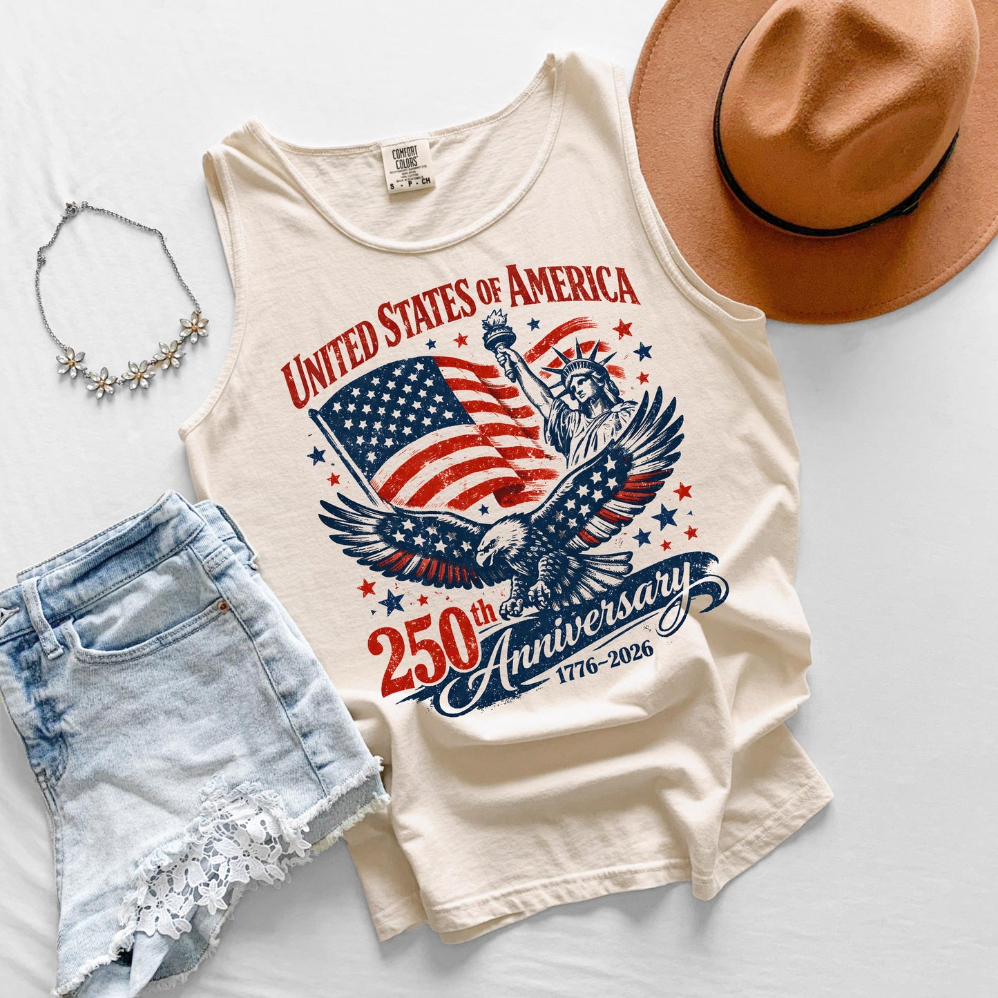 USA 250 Anniversary Tank Top, Patriotic Eagle Tank, Fourth of July Tank, America 1776 2026