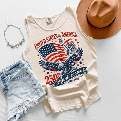 USA 250 Anniversary Tank Top, Patriotic Eagle Tank, Fourth of July Tank, America 1776 2026