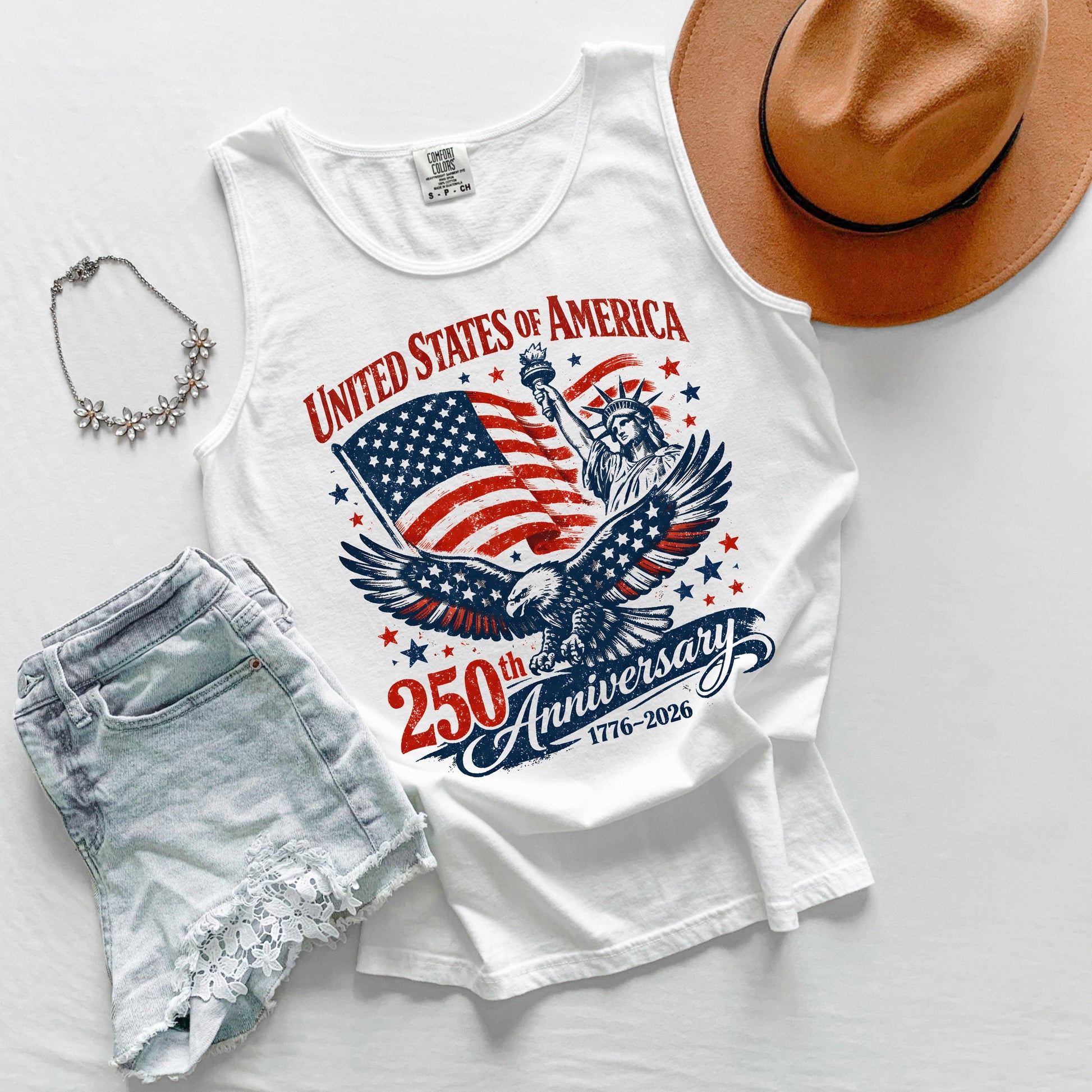 USA 250 Anniversary Tank Top, Patriotic Eagle Tank, Fourth of July Tank, America 1776 2026