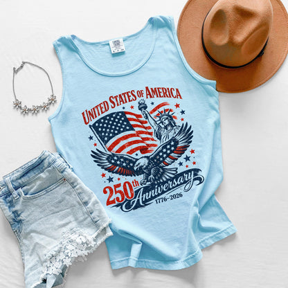 USA 250 Anniversary Tank Top, Patriotic Eagle Tank, Fourth of July Tank, America 1776 2026