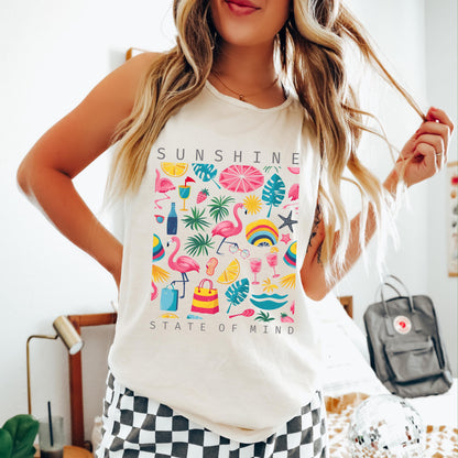 Sunshine State of Mind Tank Top, Beach Graphic Tank, Summer Vacation Tank, Coastal Tank