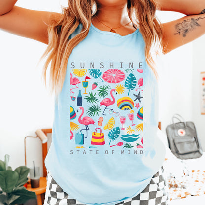 Sunshine State of Mind Tank Top, Beach Graphic Tank, Summer Vacation Tank, Coastal Tank
