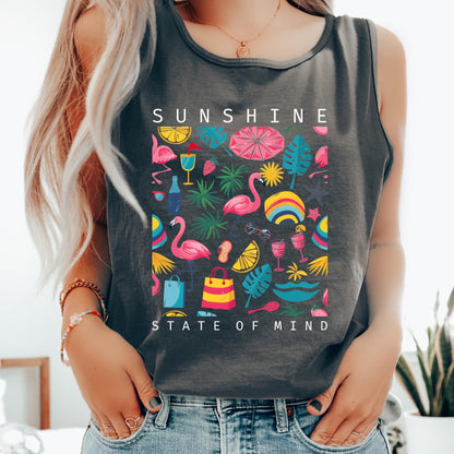 Sunshine State of Mind Tank Top, Beach Graphic Tank, Summer Vacation Tank, Coastal Tank
