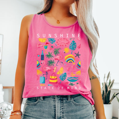Sunshine State of Mind Tank Top, Beach Graphic Tank, Summer Vacation Tank, Coastal Tank