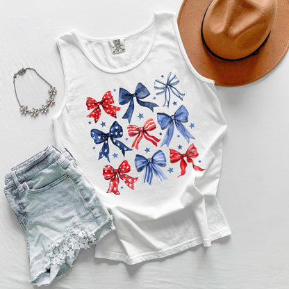 Comfort Colors Patriotic Bows Tank Top: USA 4th of July Outfit