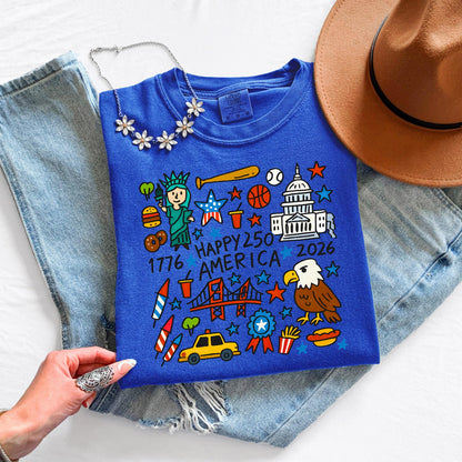 America 250 Shirt 1776 2026 Patriotic Shirt July 4th Shirt Red White Blue USA Shirt Fourth of July Shirt Youth Adult Independence Day Tee
