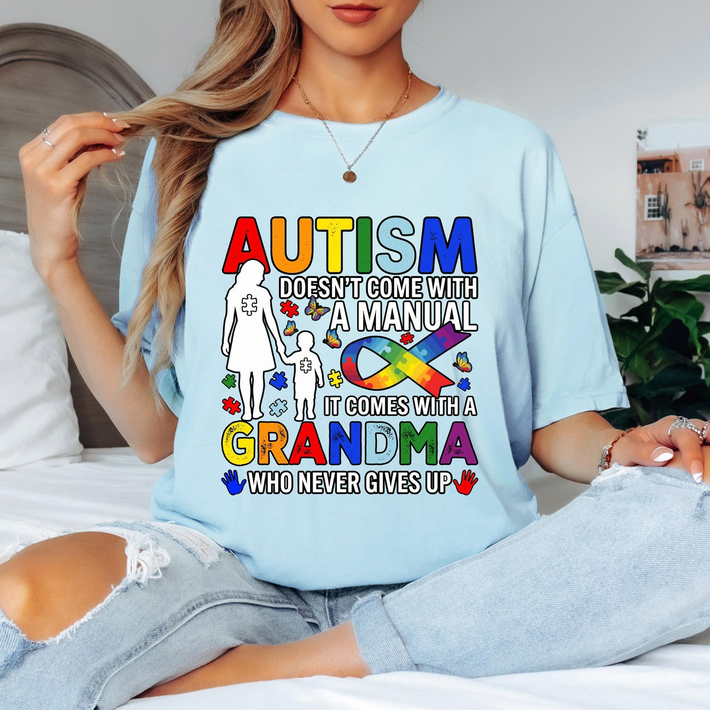 Autism Grandma Shirt Boy, Autism Awareness Tee, Puzzle Ribbon Shirt, Special Needs Grandma Gift