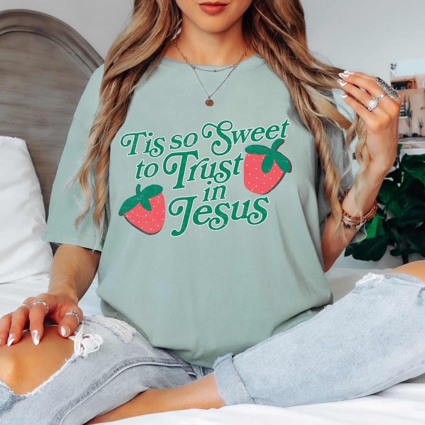 Tis So Sweet To Trust In Jesus T-Shirt: Comfort Colors Christian Tee