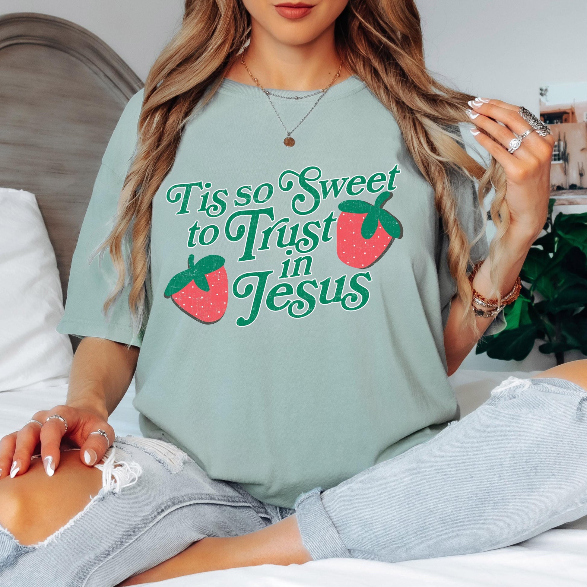 Tis So Sweet To Trust In Jesus T-Shirt: Comfort Colors Christian Tee