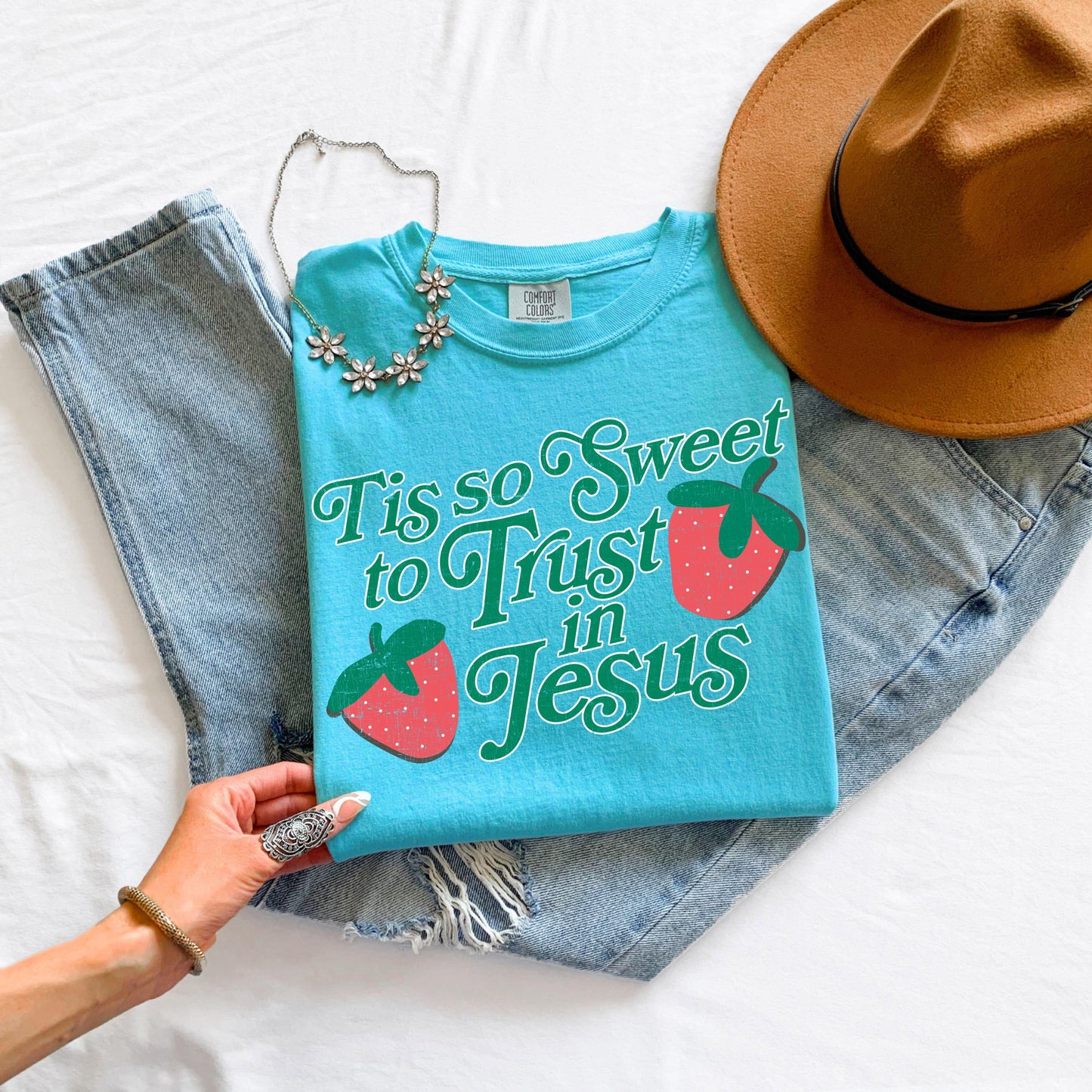 Tis So Sweet To Trust In Jesus T-Shirt: Comfort Colors Christian Tee