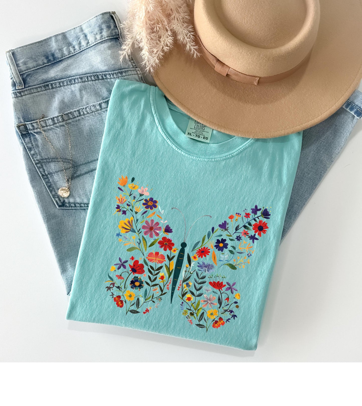 Floral Butterfly Shirt Garden Lover Shirt Flower Lover Shirt Wild Flowers Shirt Floral Shirt