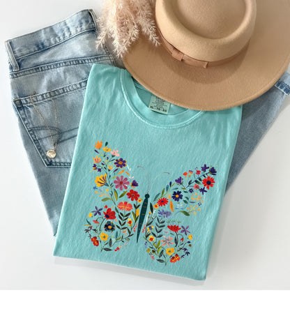 Floral Butterfly Shirt Garden Lover Shirt Flower Lover Shirt Wild Flowers Shirt Floral Shirt