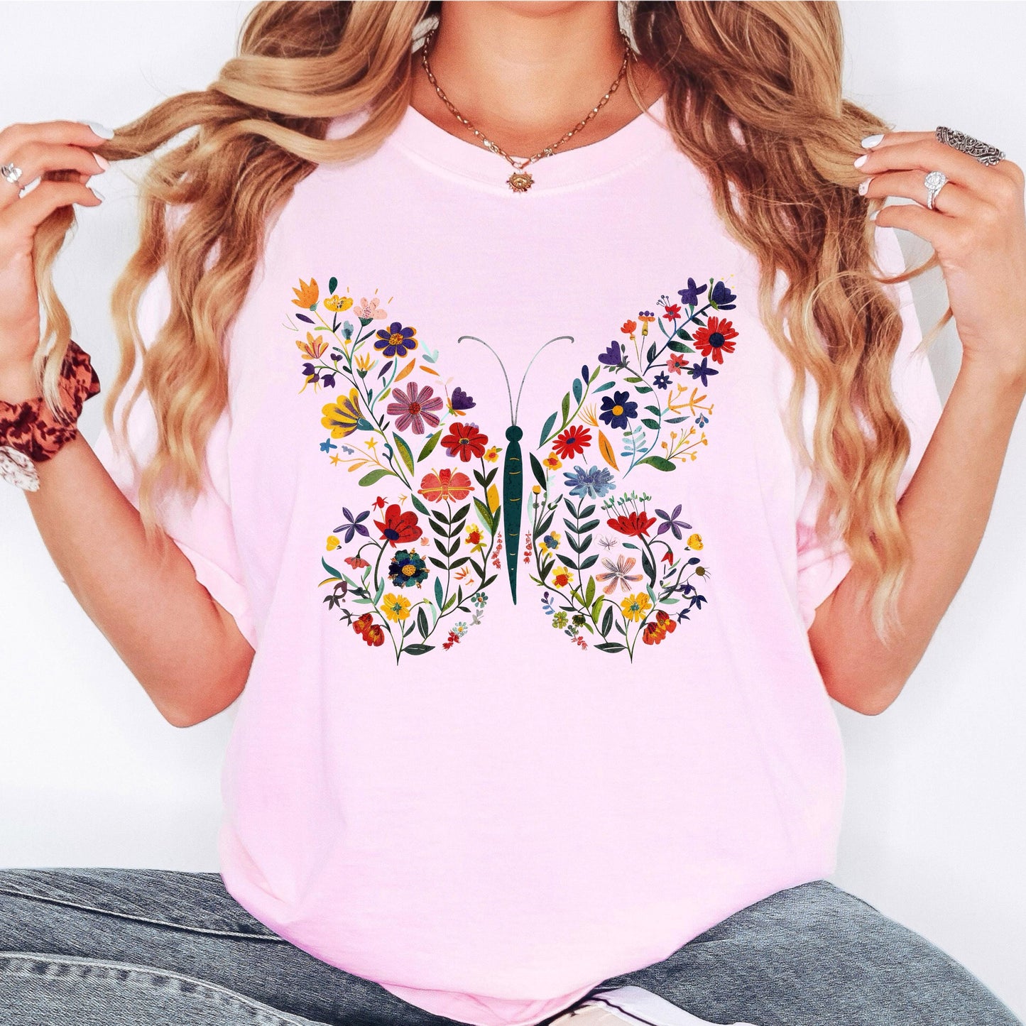 Floral Butterfly Shirt Garden Lover Shirt Flower Lover Shirt Wild Flowers Shirt Floral Shirt