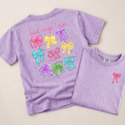god says i am shirt kids, christian girls shirt, faith shirt for girls, bible verse shirt kids, religious kids tee, inspirational shirt