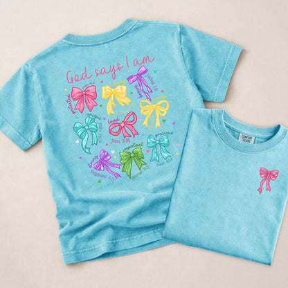 god says i am shirt kids, christian girls shirt, faith shirt for girls, bible verse shirt kids, religious kids tee, inspirational shirt