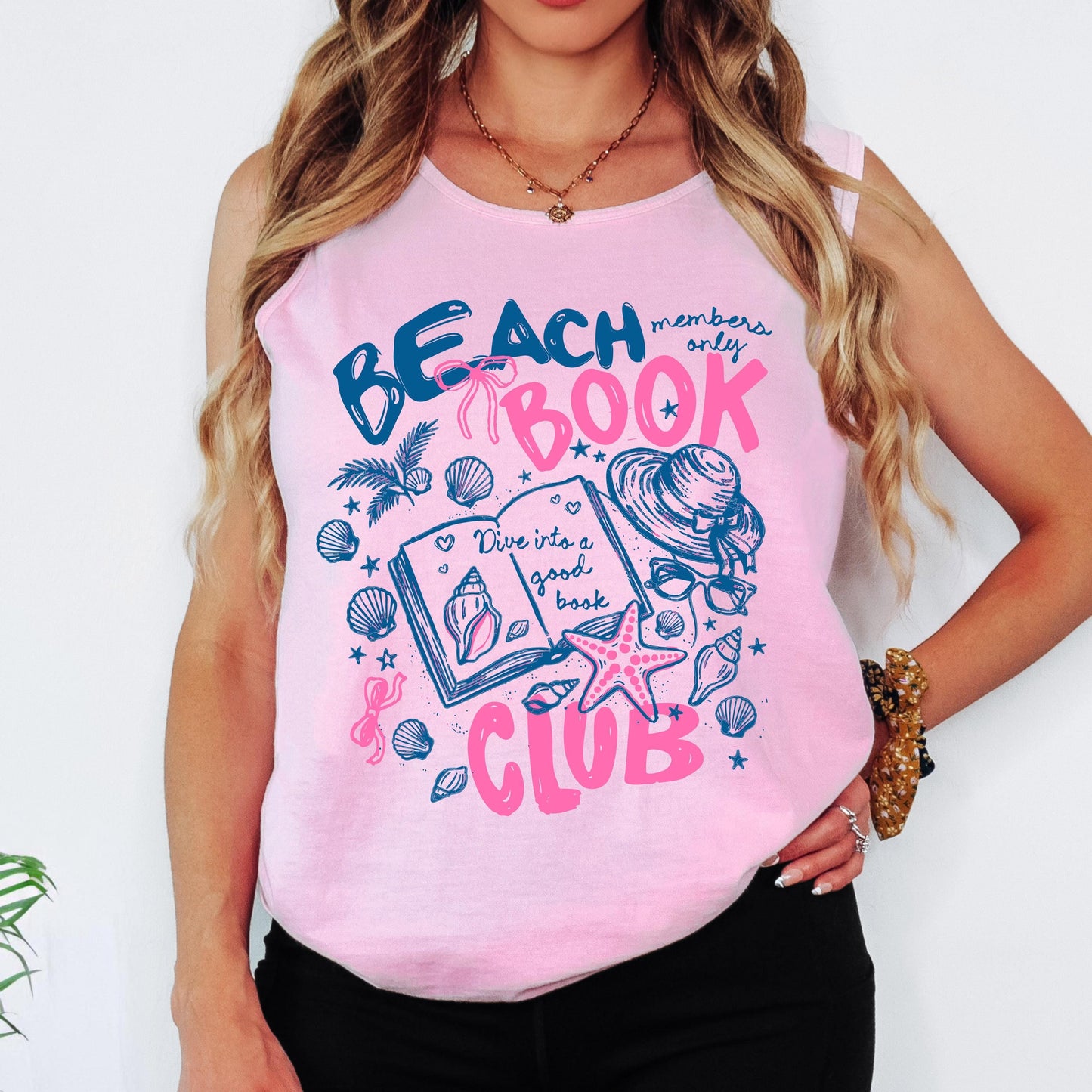 beach book club tank top, summer reading tank, book lover beach shirt, coastal book club outfit, vacation reading tank