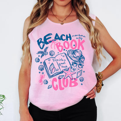 beach book club tank top, summer reading tank, book lover beach shirt, coastal book club outfit, vacation reading tank