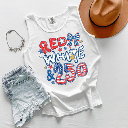 red white and 250 tank, 4th of july tank top, patriotic tank usa, america 250 tank, independence day tank