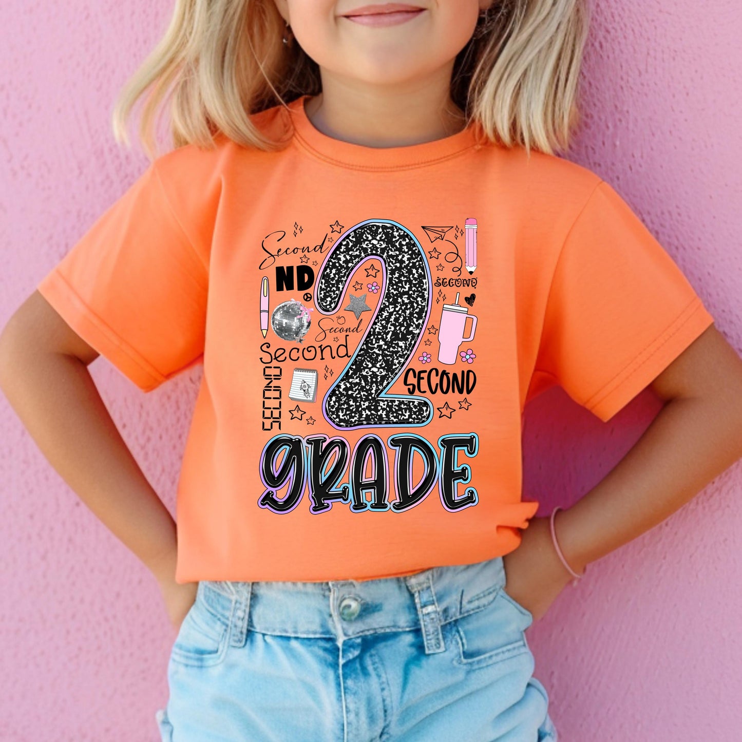 second grade shirt for girl cute back to school tee 2nd grade shirt for daughter first day of school shirt girls school outfit youth tee