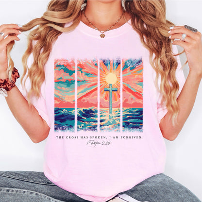 Christian Shirt: Cross Sunset Bible Verse Graphic Tee and Sweatshirt