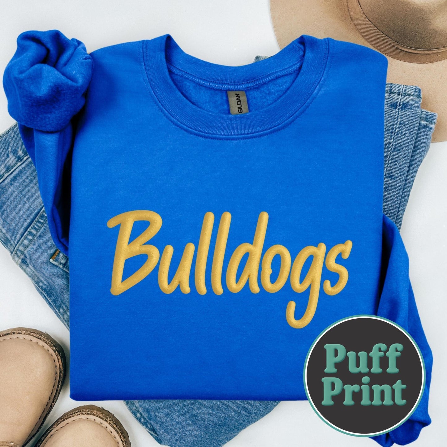 Custom Sweatshirt, Custom Team Name Sweatshirt, Puff Print, Embossed Print, Gift for Mom, School Spirit Sweatshirt, Mascot T-shirt