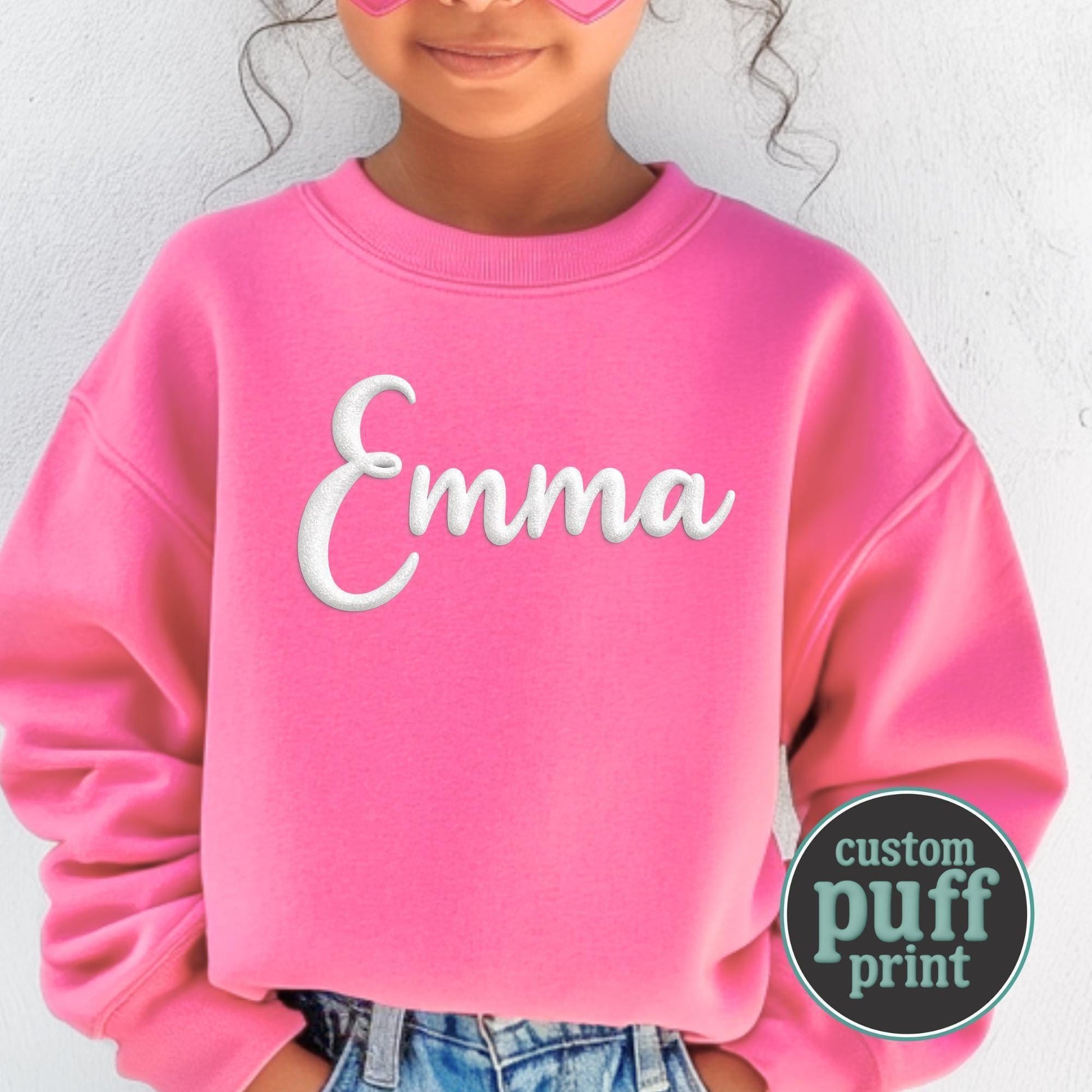 Custom Puff Print Youth Name Sweatshirt, Custom Puff Print Team Name T-shirt, Personalized Puff Hoodie, Puff Print Mascot Shirt